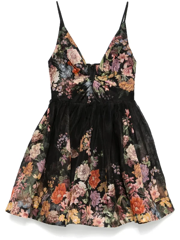Zimmermann Women's Pavilion V-Neck Mini Dress, Black Multi Floral, 0 Elegant Vintage Mini Dress
