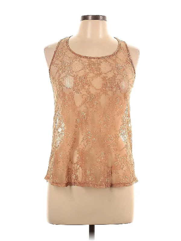 Sleeveless Blouse Sheer Mesh Blouse