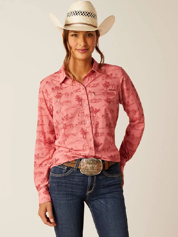 Ariat 10048862 Womens VentTEK Stretch Shirt Faded Rose Toile-- Anti-Pilling Machine Wash Handmade