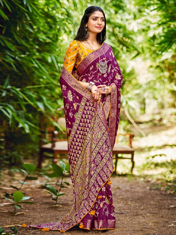 Women's Soft Silk Yellow Woven Design Designer Saree With Blouse Piece Silky Draped Blouse