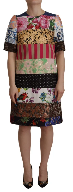 Dolce & Gabbana Patchwork Sheath Mini Dress - Multicolor Women's Elegance Cozy Satin Mini Dress