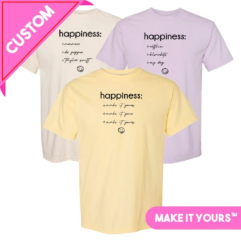 Make It Yours™ 'Happiness Checklist' T-Shirt-- Hooded Caped Shawl Collar