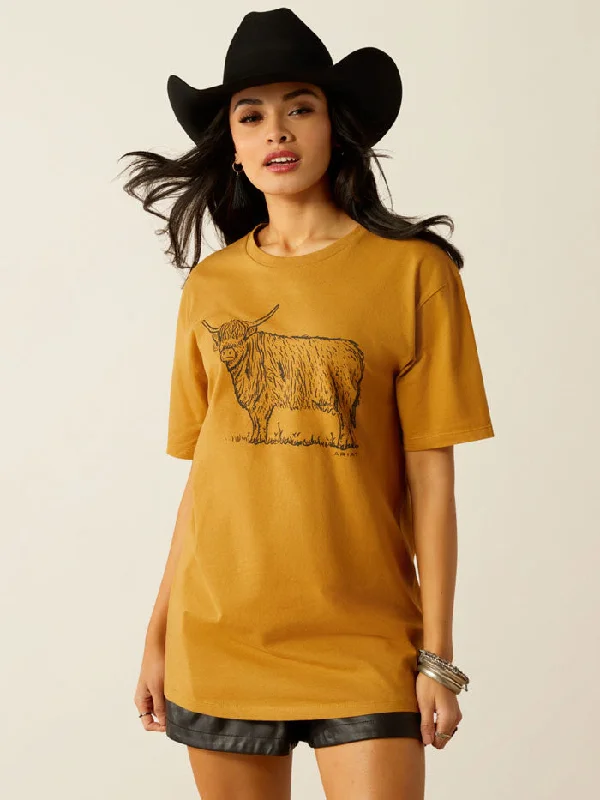 Ariat 10054029 Womens Highlander T-Shirt Harvest Gold-- Elegant Classic Vintage
