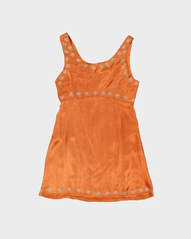 1990s Copper Mini Dress - S Stylish Plaid Mini Dress