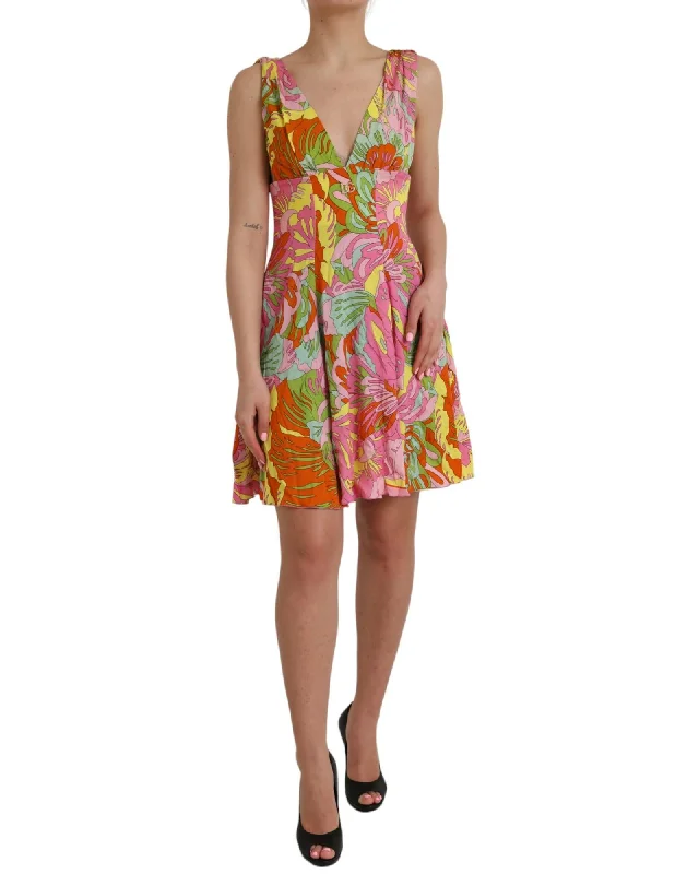 Dolce & Gabbana Floral Silk Flared Mini Dress Cozy Wraparound Mini Dress