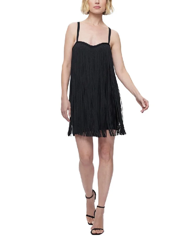 Hervé Léger Fringe Sweetheart Mini Dress Trendy Crossover Mini Dress