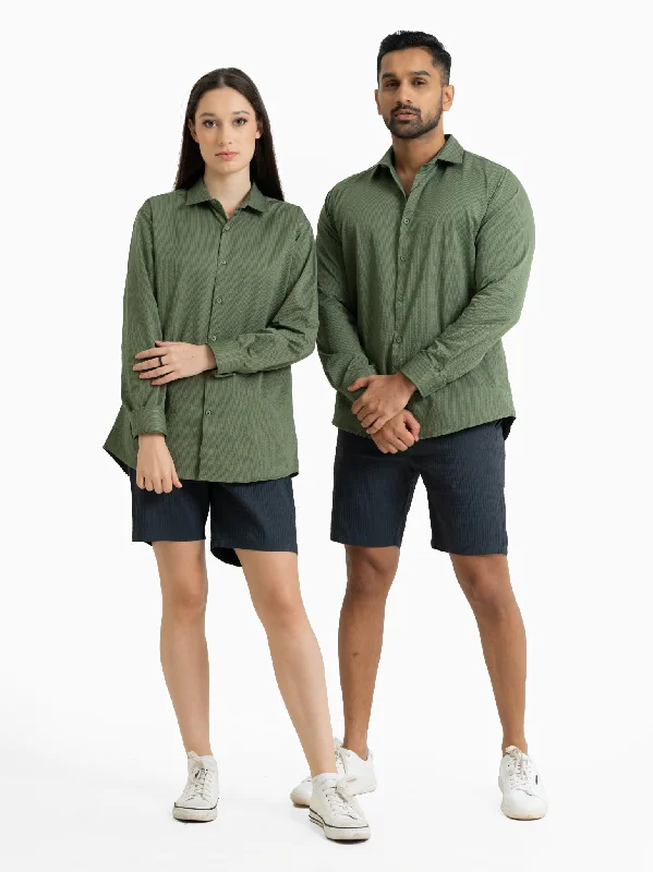 DEEDAT TUSCAN HUES Regular Fit Long Sleeve Casual Shirt - Green-- Print Jacquard Patchwork
