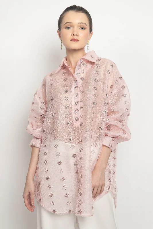 New Avery Shirt in Pink-- Welt Pockets Slit Pockets