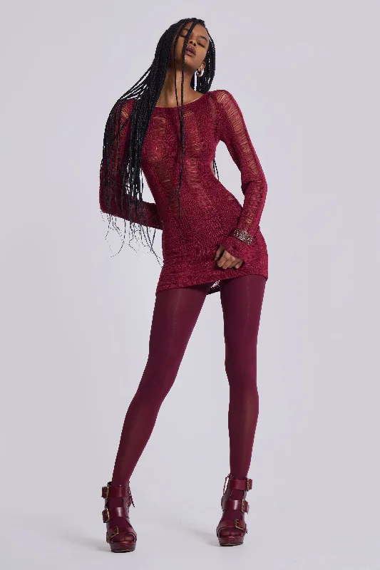 Burgundy Umbra Mini Dress Fashionable Party Mini Dress