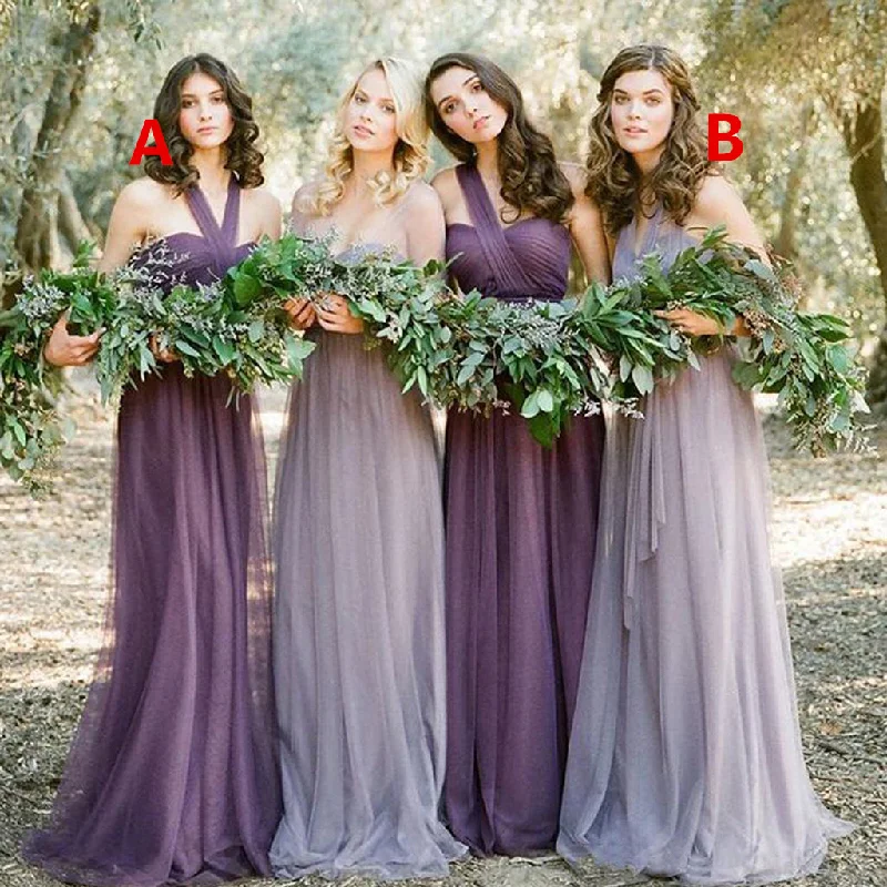 Convertible Mismatched Tulle Long Wedding Party Dresses Cheap Charming Bridesmaid Dresses, WG34 Tunics Spring floral