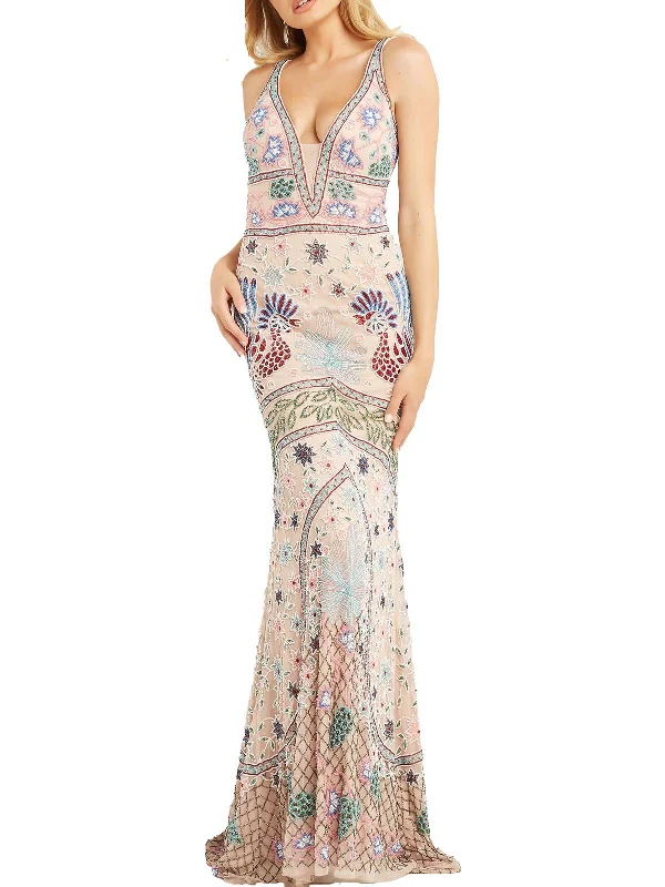 Womens Beaded Long Evening Dress Tunics Luxurious high-end