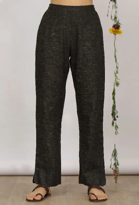 Dark Olive Straight Cotton Khadi Pants Classic Cropped Pants