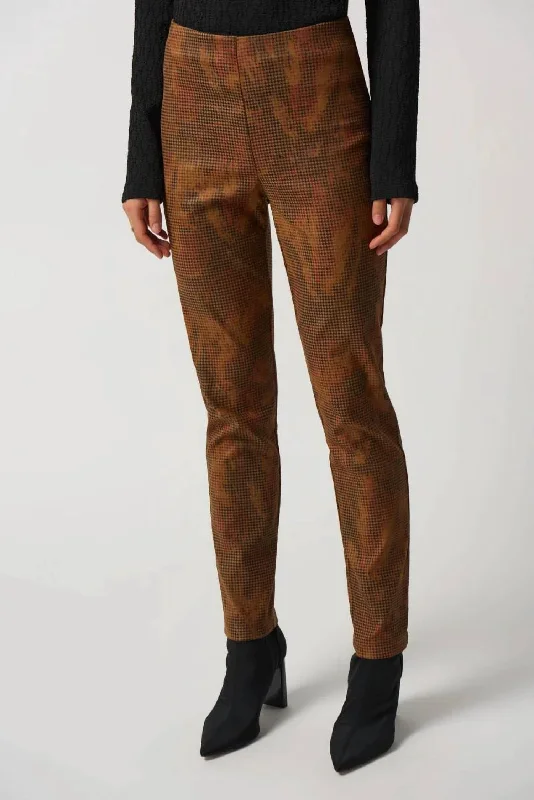 Slim-Fit Houndstooth Pants In Brown/multi Casual Track Pants