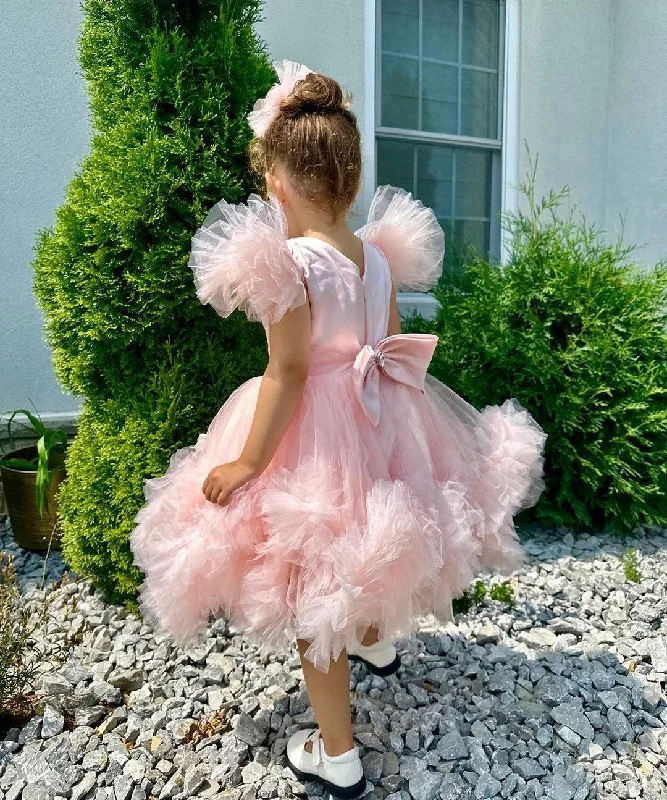 Ball Gown Princess Tulle Little Girl Party Dresses with Beading Tunics Silk luxurious