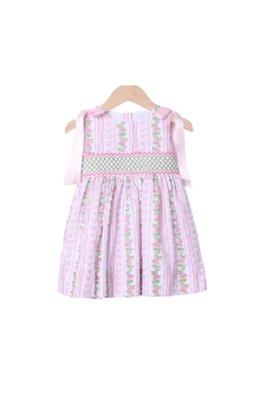 Smocked Fancy Floral Bow Dress Tunics Business professional