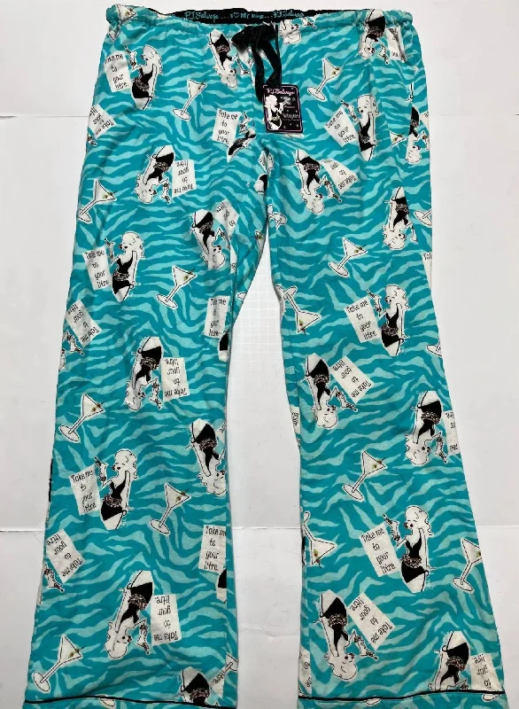 Take Me To Your Litre Flannel Pajama Pants in Blue Soft Stretch Pants