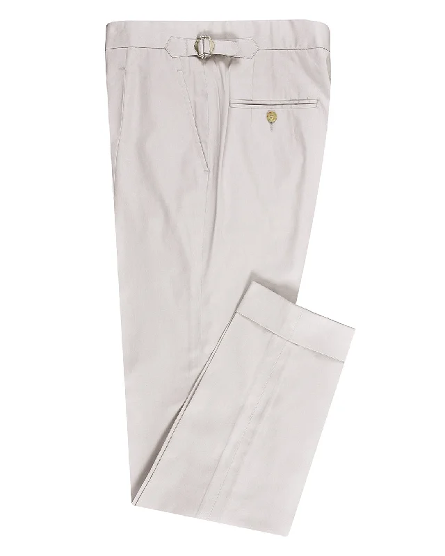 Fresco: Soft Mild Grey Stretch Twill Dress Pant Classic Straight Pants