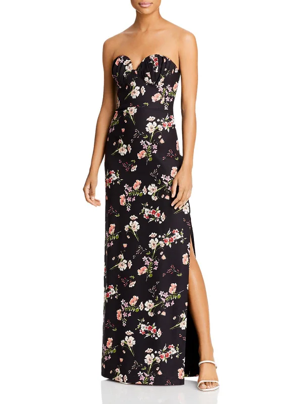 Womens Floral Print Maxi Evening Dress Tunics Yoga stretchy