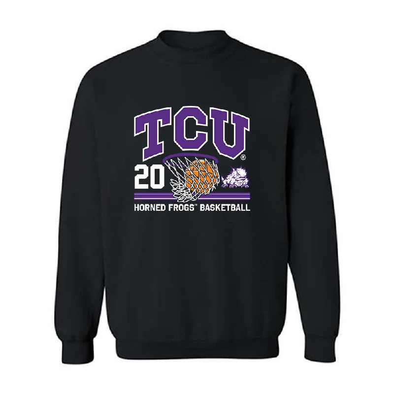 TCU - NCAA Women's Basketball : Ella Hamlin - Sports Shersey Crewneck Sweatshirt Hoodie with Side Slits Relaxed Casual TCU - NCAA Women's Basketball : Ella Hamlin - Sports Shersey Crewneck Sweatshirt Hoodie with Side Slits Relaxed Casual