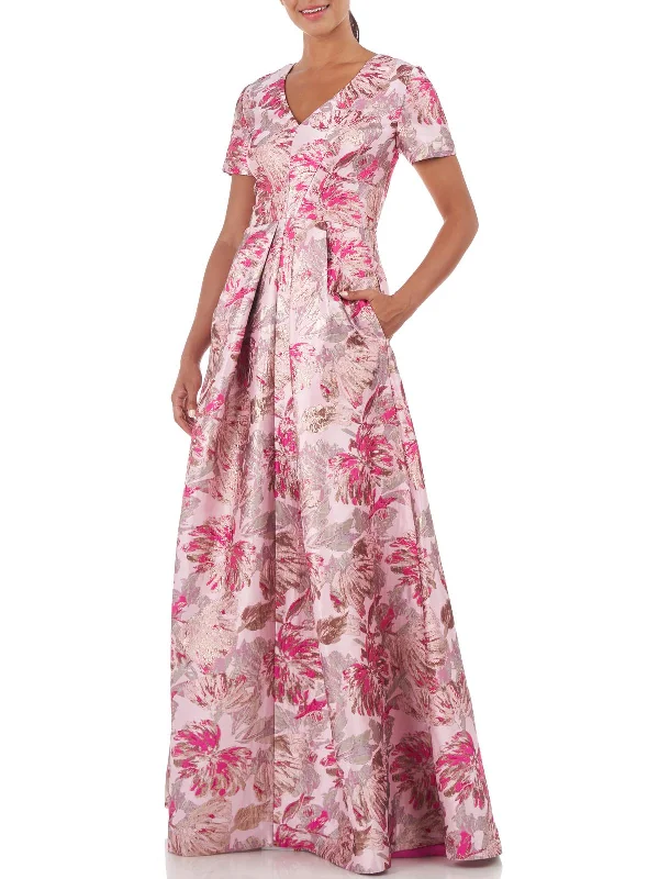 Womens Pleated Metallic Evening Dress Tunics Seasonal trendy