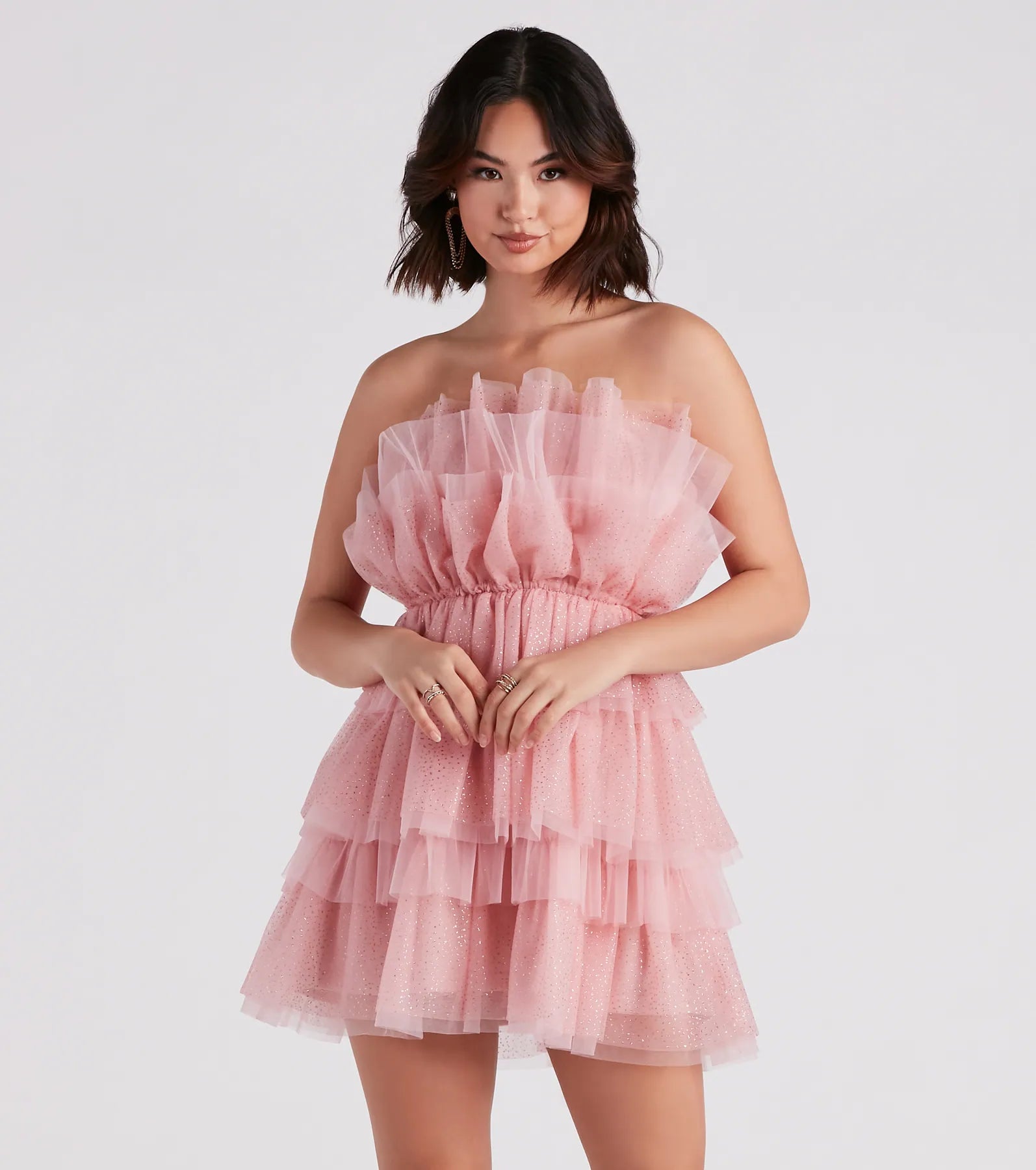 Alisa Glitter Tulle Short Party Dress Tunics Polka dots