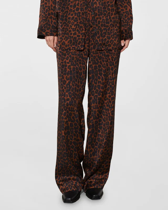 Marella Leo-Print Relaxed Straight-Leg Pants Formal Stretch Pants