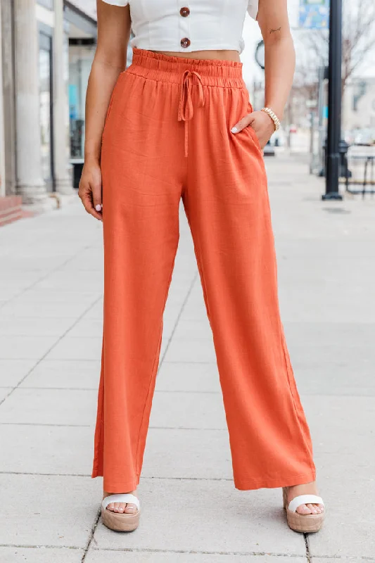 About Time Rust Pull On Pants FINAL SALE Trendy Work Pants