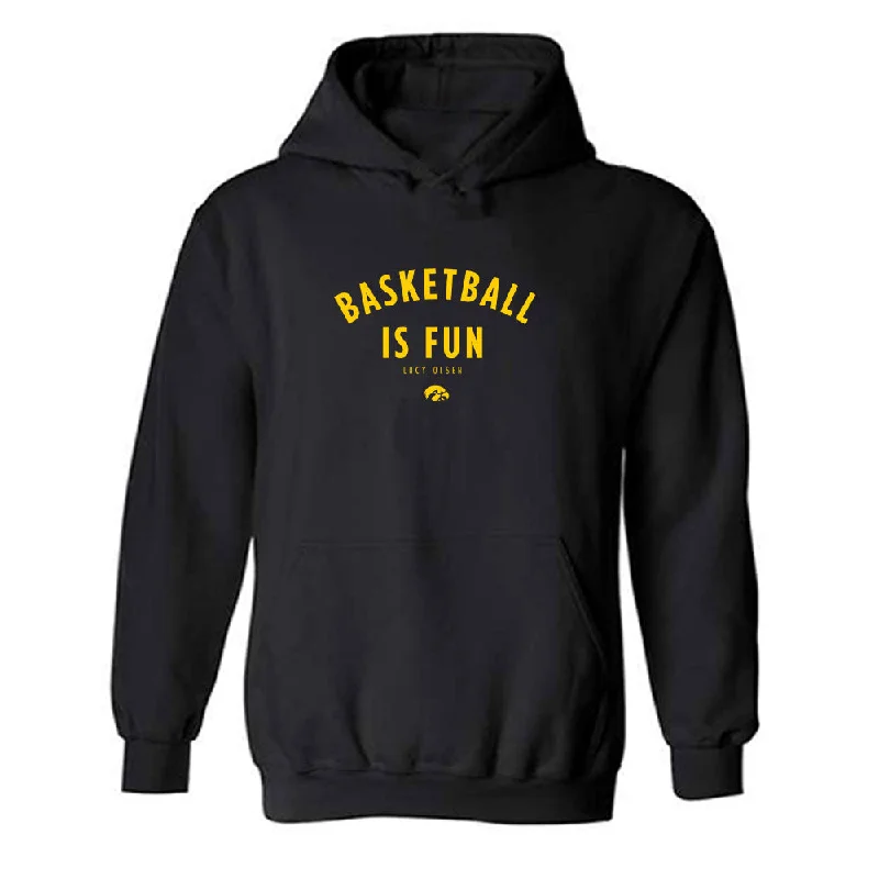 Iowa - NCAA Women's Basketball : Lucy Olsen - Hooded Sweatshirt Hoodie with Front Slit Layering Stylish Iowa - NCAA Women's Basketball : Lucy Olsen - Hooded Sweatshirt Hoodie with Front Slit Layering Stylish