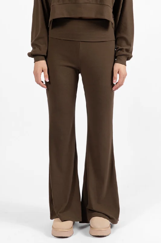 In A Dream Brown Foldover Band Super Soft Flare Pants FINAL SALE Comfortable Denim Pants