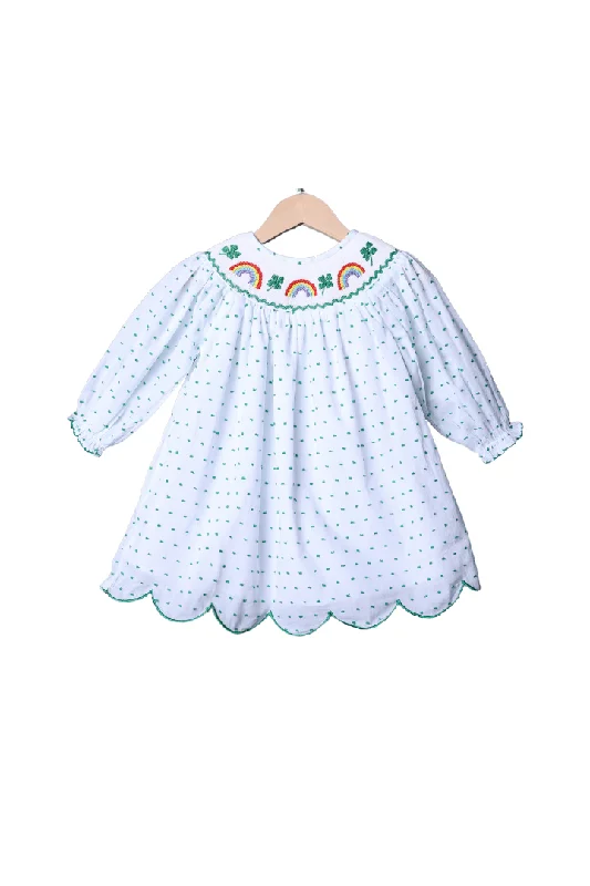 Smocked Lucky Rainbow Swiss Dot Dress Tunics Versatile all-occasion