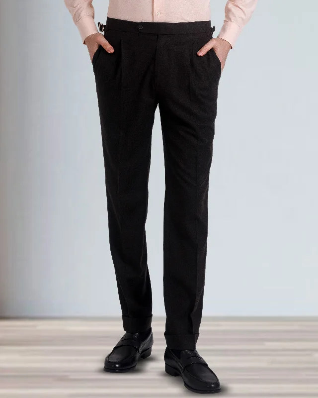 VBC Dark Brown Flannel Dress Pant Trendy Tapered Pants