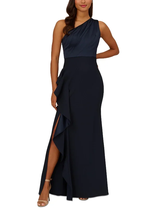 Womens Pleated Ruffle Evening Dress Tunics Spring floral
