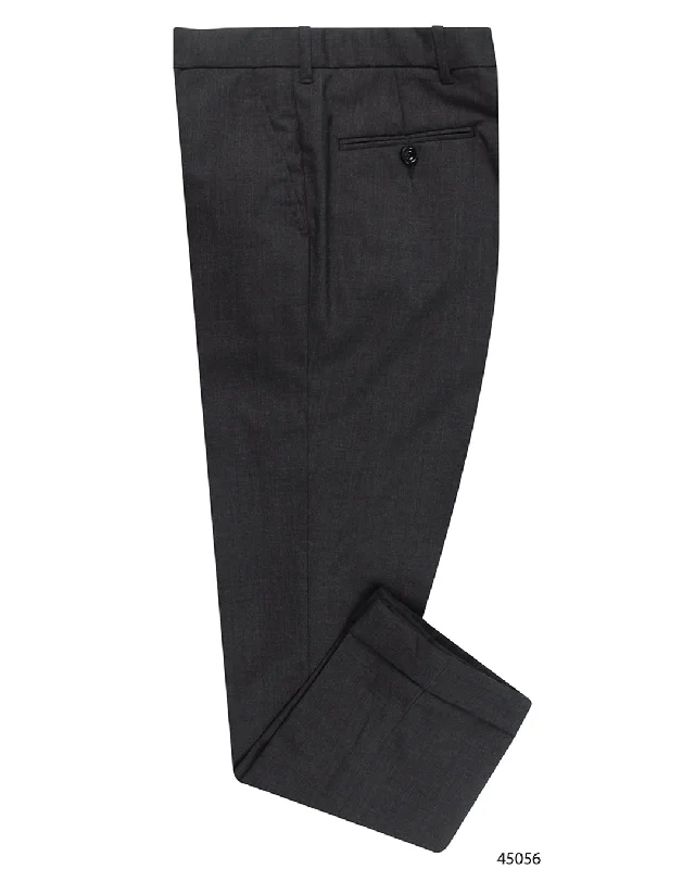 Vitale Barberis Canonico - 120s 2 Ply Charcoal Grey Dress Pant Stylish Elastic Waist Pants