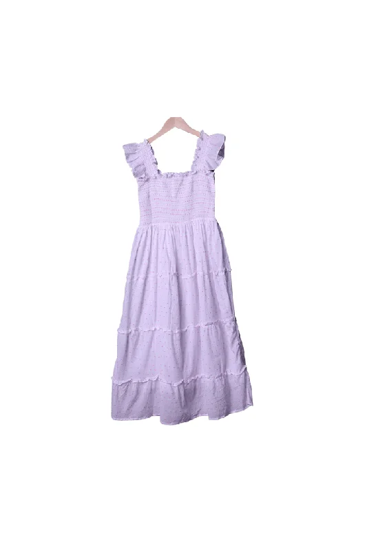 White and Pink Swiss Dot Matching Mom Dress Tunics Practical easy-care