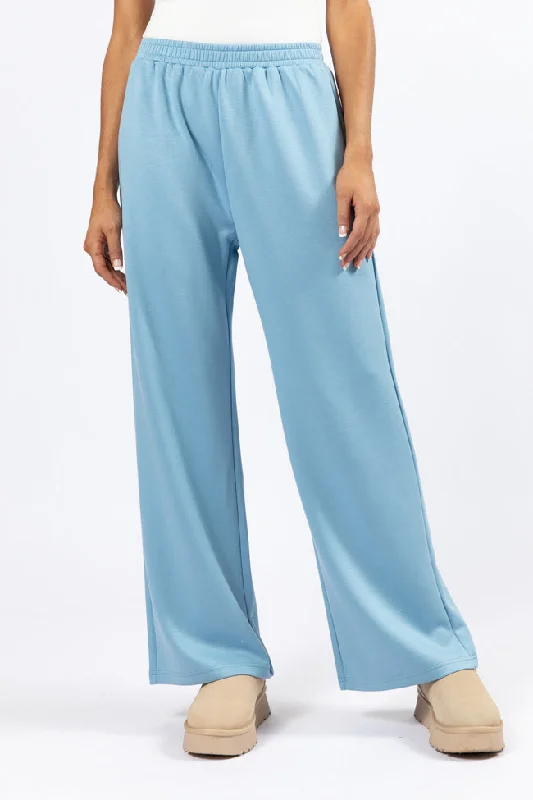 Let's Just Stay Blue Knit Wide Leg Pants FINAL SALE Stylish Casual Pants