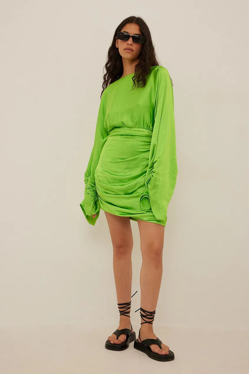 Draped Detail Satin Dress Tunics Hiking breathable