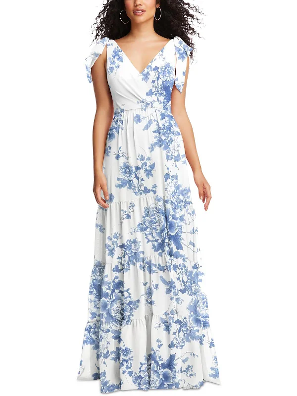 Womens Bow Polyester Evening Dress Tunics Cozy comfortable