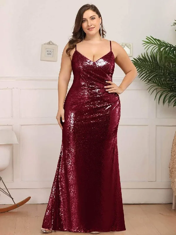 Plus Size Sparkly Sequin Long Mermaid Formal Party Dresses Tunics Trousers formal