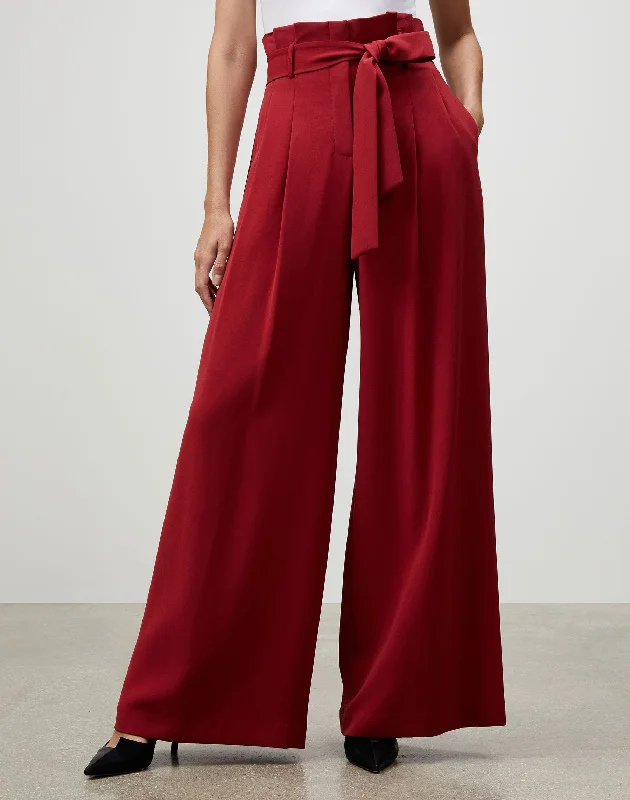 Finesse Crepe Tillary Wide-Leg Pant Stylish Slim Trousers