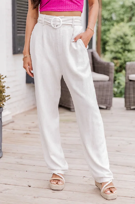 Little Unpredictable Belted Linen Pants FINAL SALE Stylish Slim Trousers