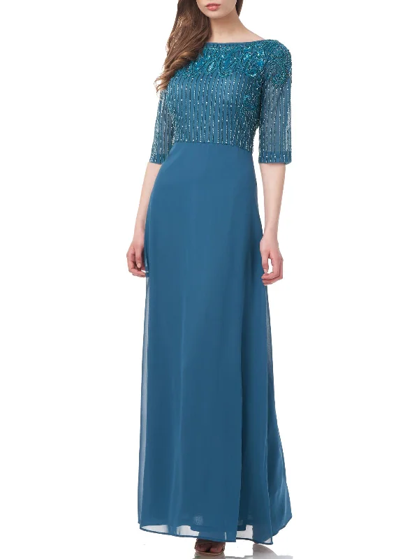 Womens Embellished Maxi Evening Dress Tunics Polka dots