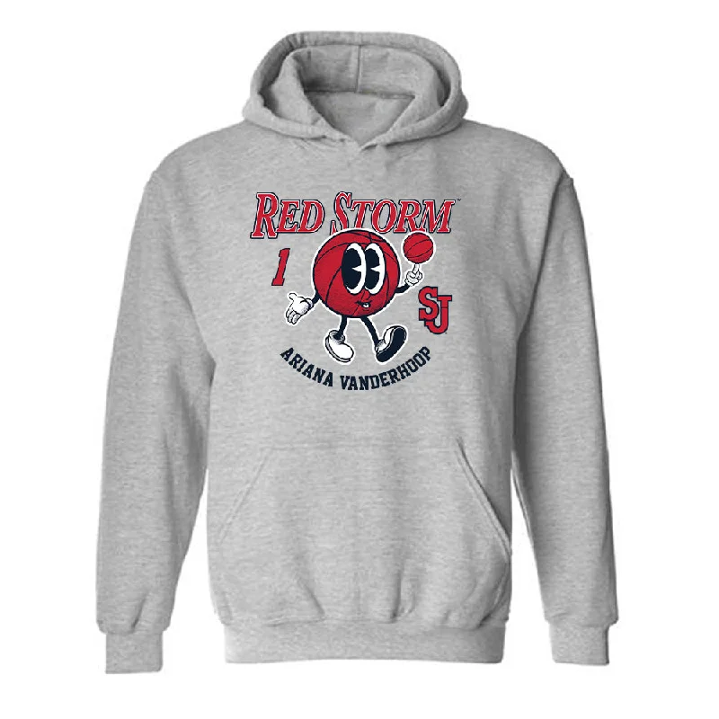 St. Johns - NCAA Women's Basketball : Ariana Vanderhoop - Fashion Shersey Hooded Sweatshirt Hoodie with Button Classic Timeless
