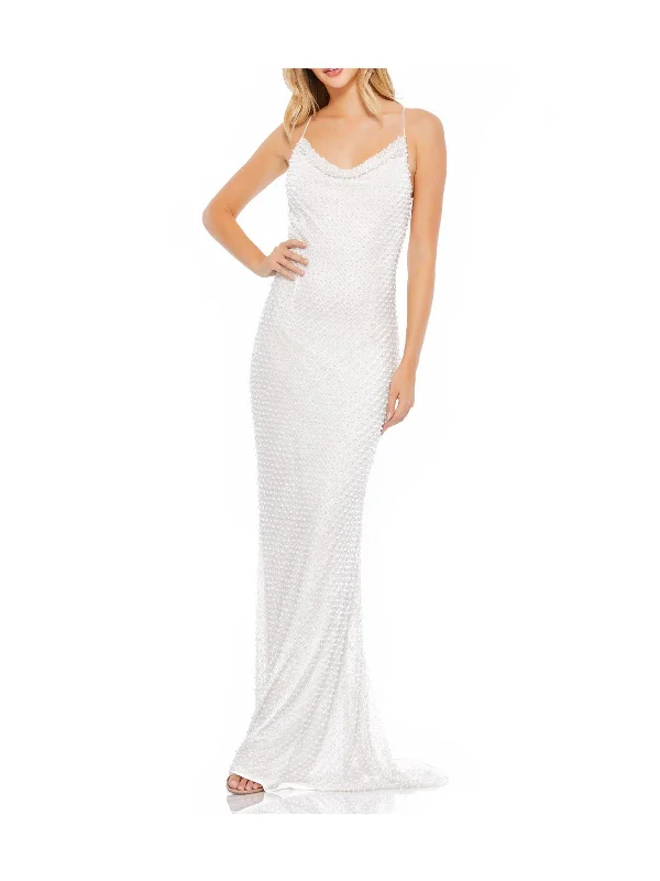 Womens Embellished Lace-Up Evening Dress Tunics Silk luxurious