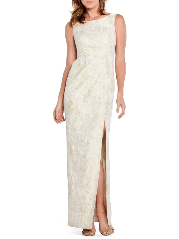 Womens Metallic Maxi Evening Dress Tunics Chic elegant
