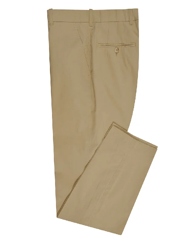 Dark Beige Plain Cotton Dress Pant Slim-Fit Leggings