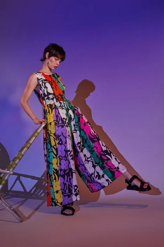 Flower Stripe Pantsuit Modern Skinny Pants