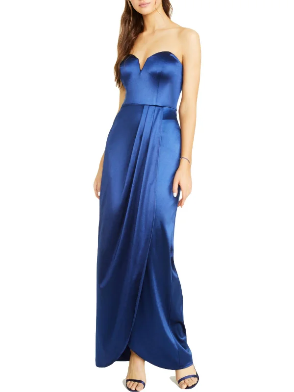 Juniors Womens Pleated Slit Evening Dress Tunics Trendy modern