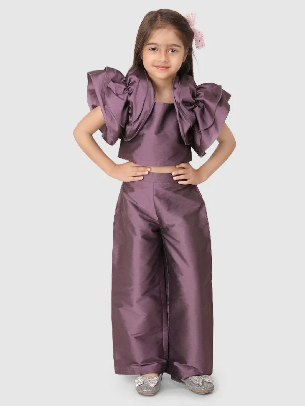 Lavender Flower Sleeve Top & Pant Soft Stretch Pants