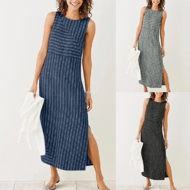 Geometric stitching sleeveless long dress Tunics Handmade artisanal