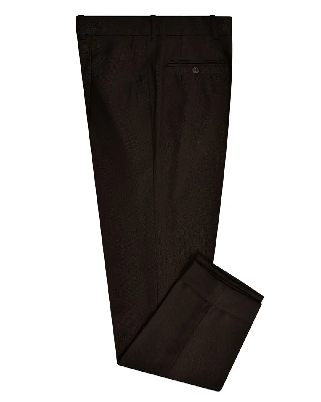 Brown Wool Birdseye Dress Pant Cozy Full-Length Pants